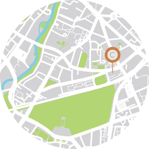 Kartenausschnitt des Standortes der calm Tagesklinik München